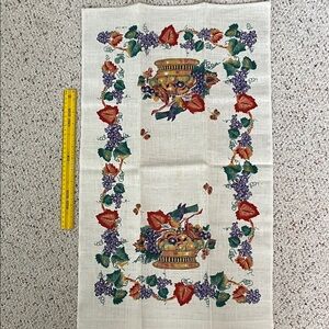 Vintage Linen Floral Harvest Tea Towel